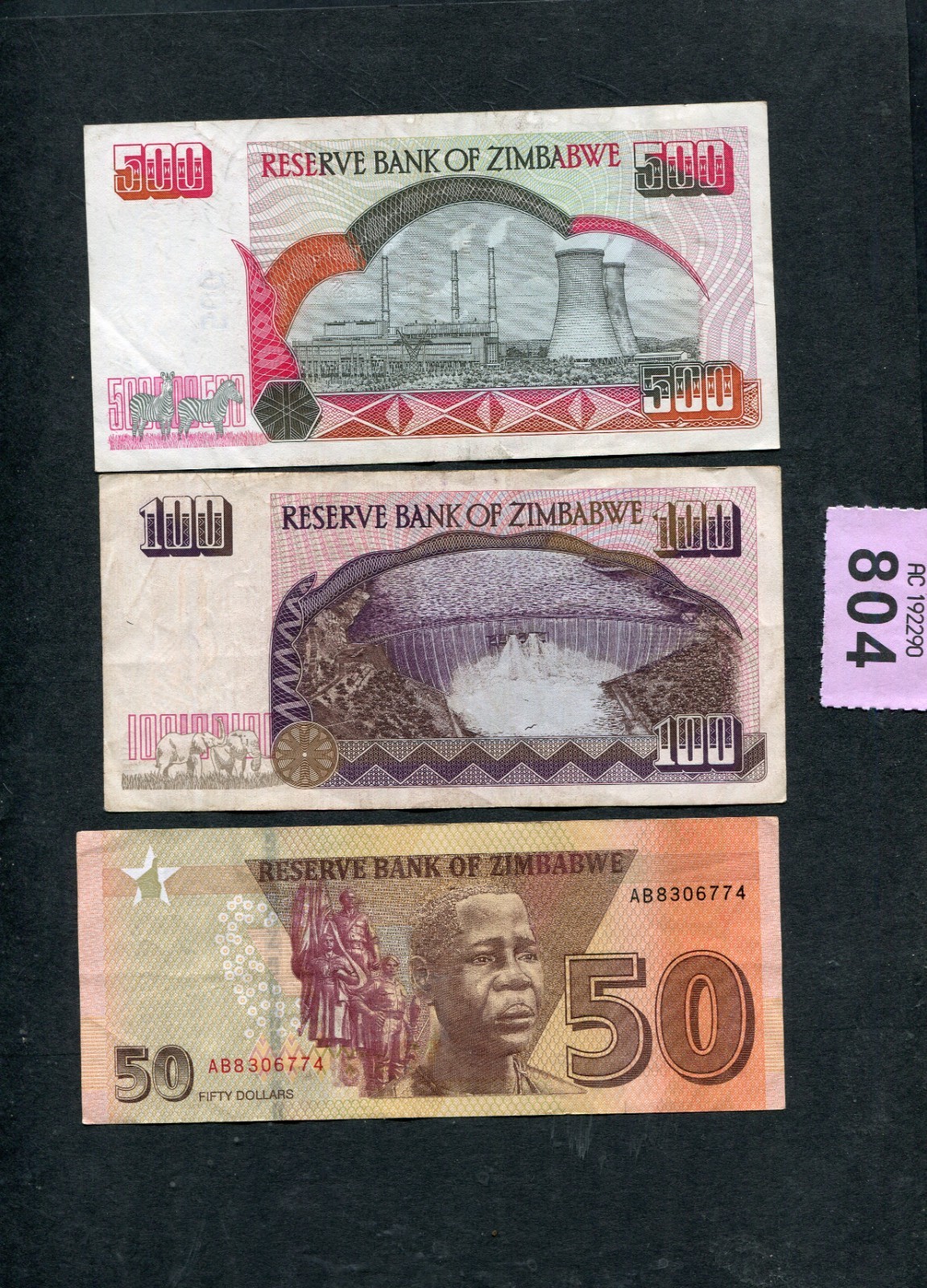 Set of 4  banknotes of   Zimbabwe