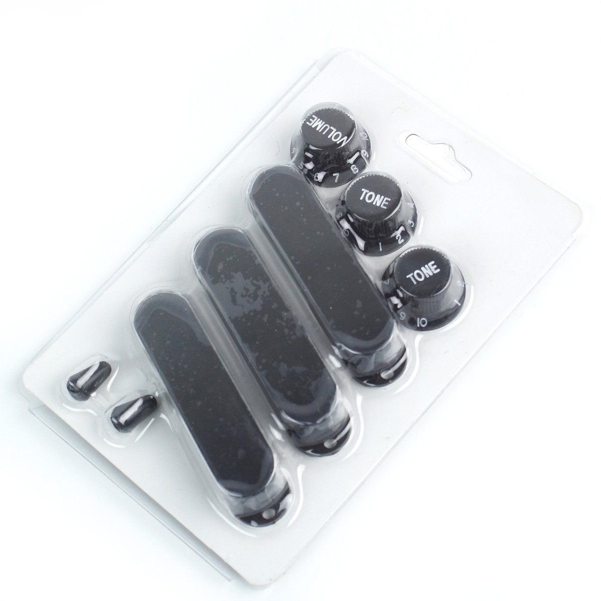 Strat style Guitar dress-up Set 3-Knobs 3-pickup-covers 2-Switch tips,Black
