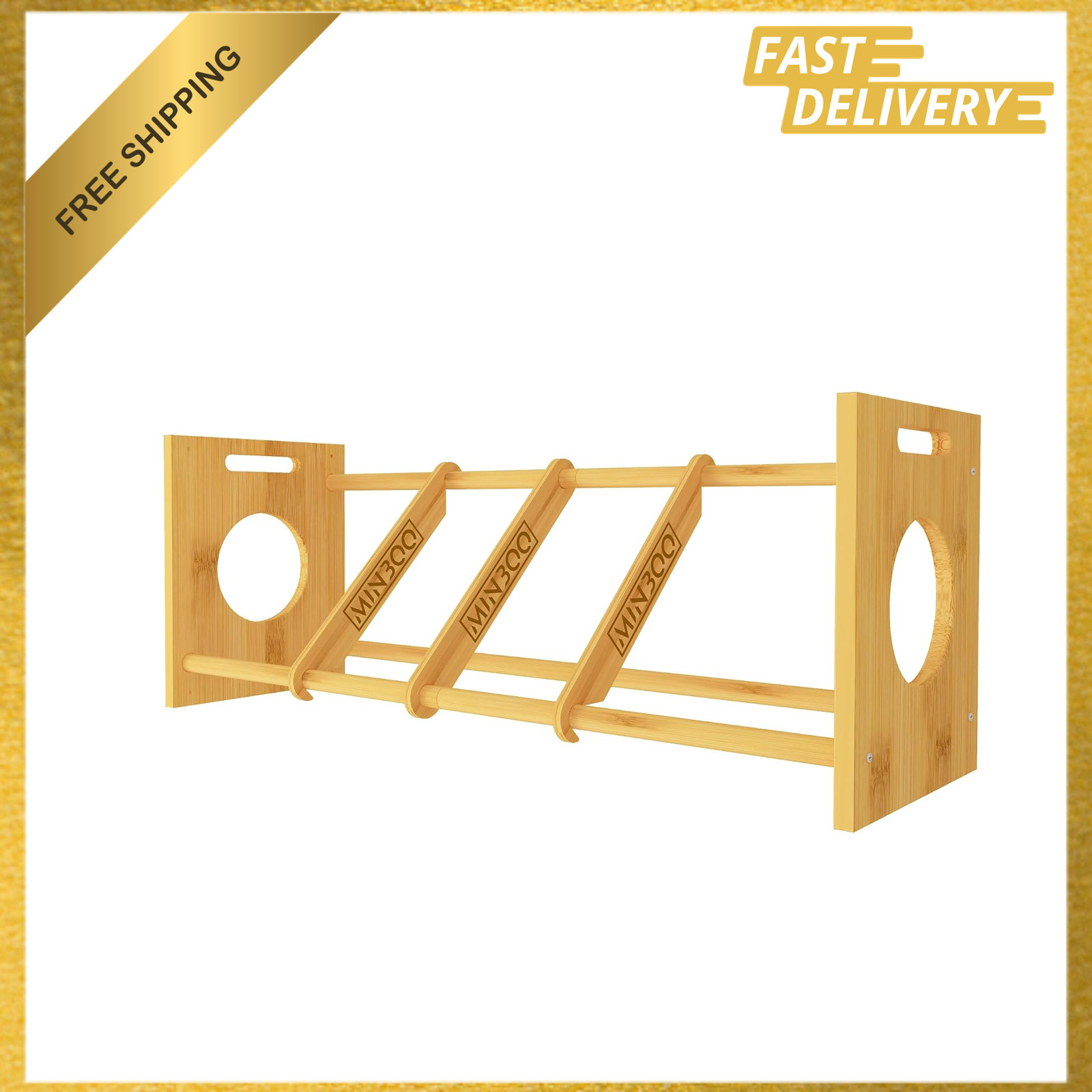Disc Golf Rack, Bamboo Stackable Disc Storage Shelf, Holds 40 or More Discs