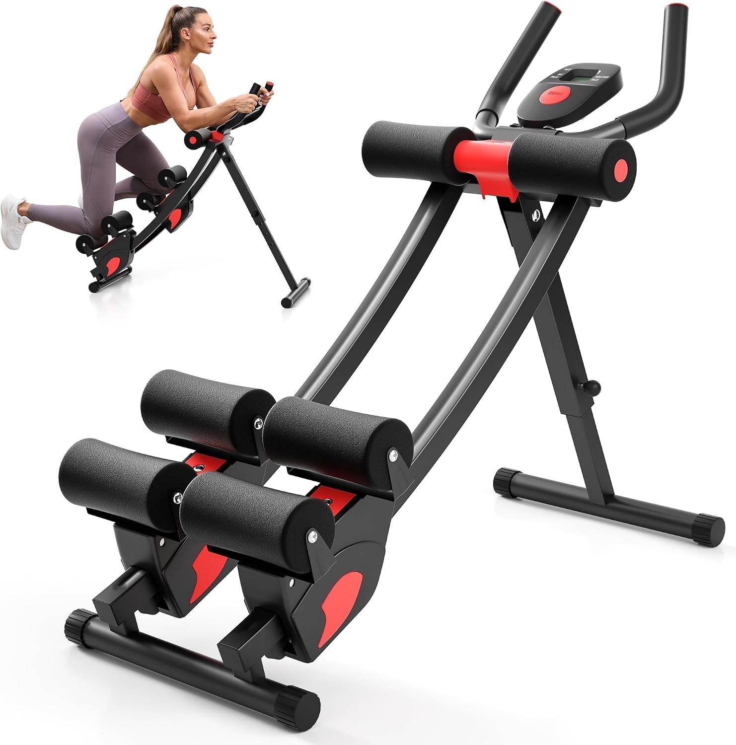 Adjustable Ab Machine with Dual Tracks – Foldable Home Gym Equipment for Mountai