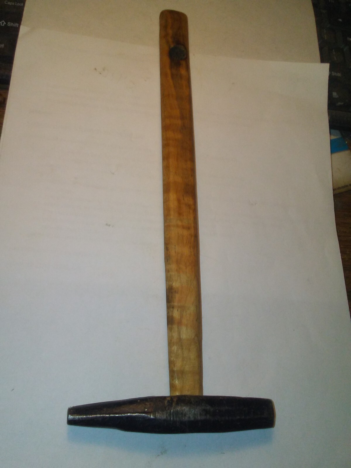 Vintage Upholsterer's Hammer Head + Tack Claw, Original Handle. 6.9 oz.