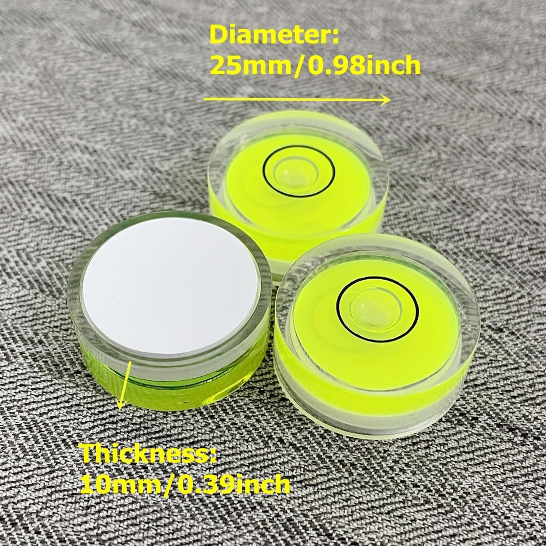 4Pcs Small Circular Bubble Levels with Double Sided Adhesive Bottom Mini Little