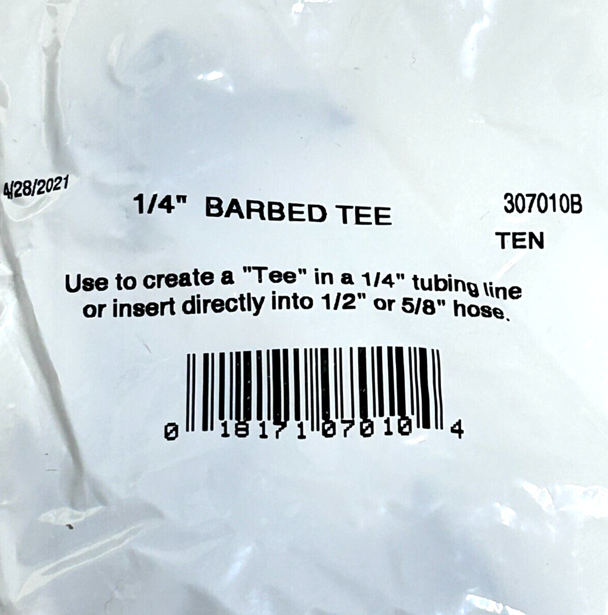 (50) Rain Drip 307010 1/4" Barb Tee Drip Irrigation System Fitting