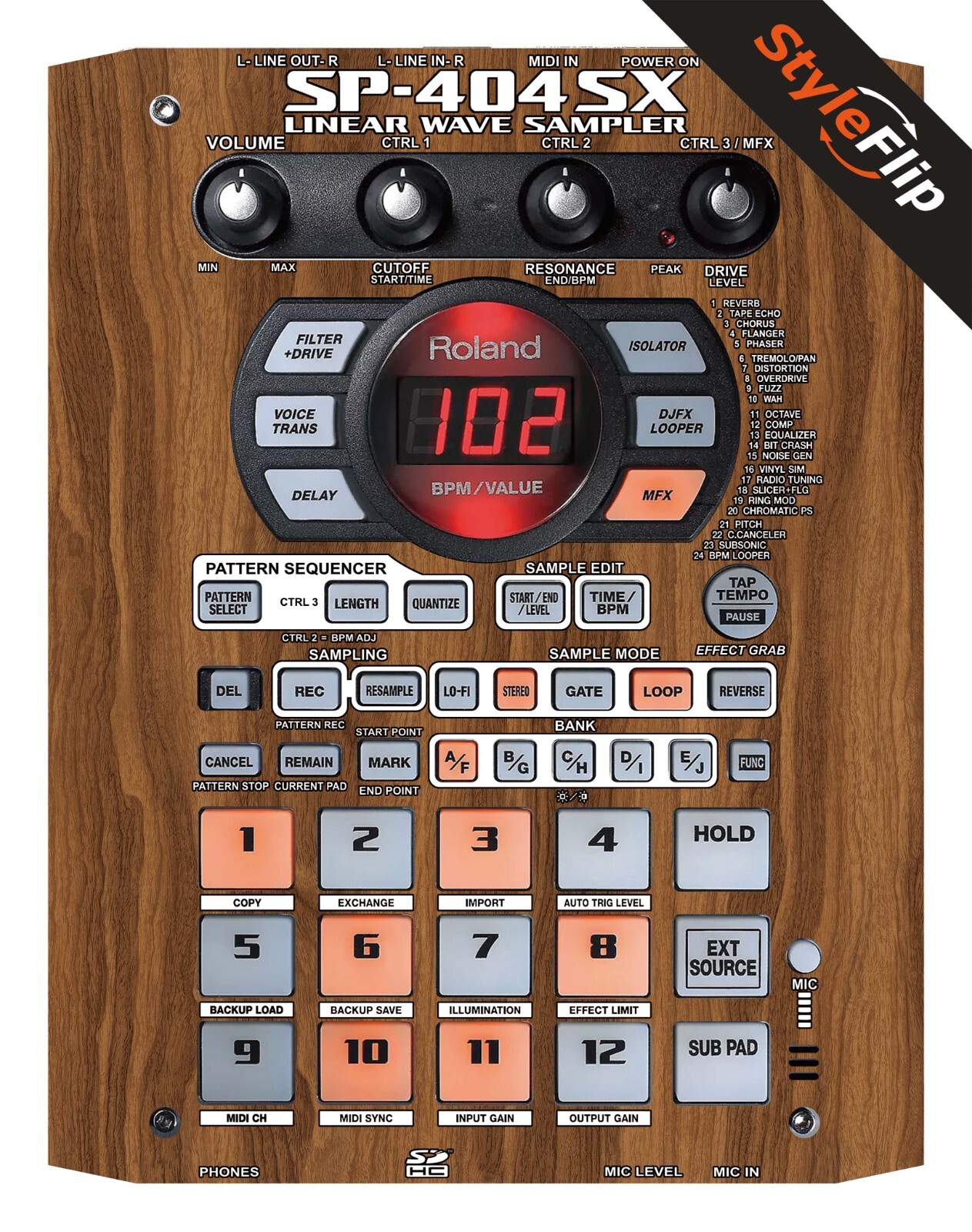 Roland SP - 404SX Skins | Wood 2 | Protective Decal | StyleFlip Skins