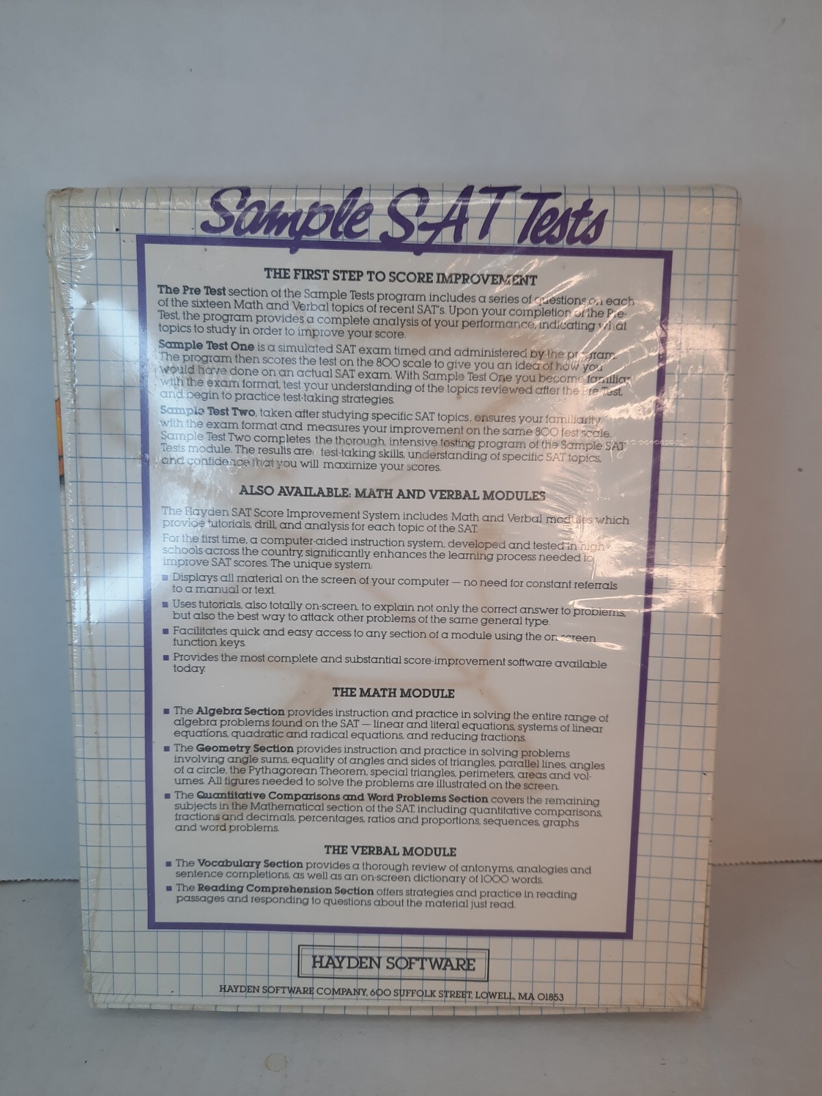 NEW! Hayden Software For Macintosh - SAT PREP Software Commodore 64 Disk 15830