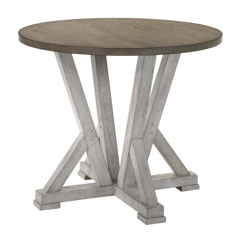 White country-style 1pc countertop height dining table, two-tone design