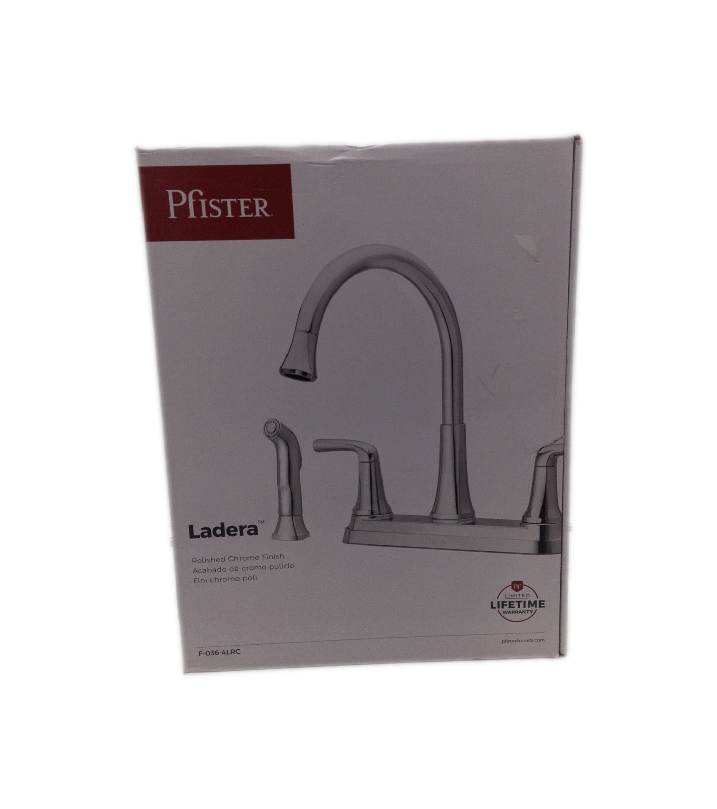 Pfister Ladera F-036-4LRC Double Handle Kitchen Faucet Chrome with Side Sprayer