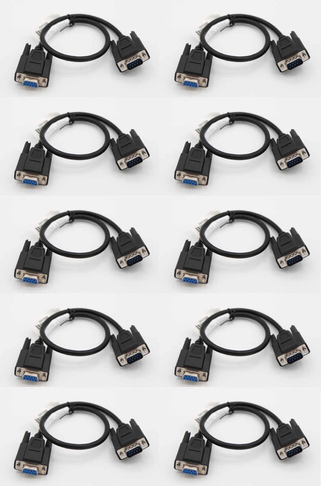 Box of 10 46N2002, VGA Cables; Male to Female, 9-Pin, 1ft, (New)
