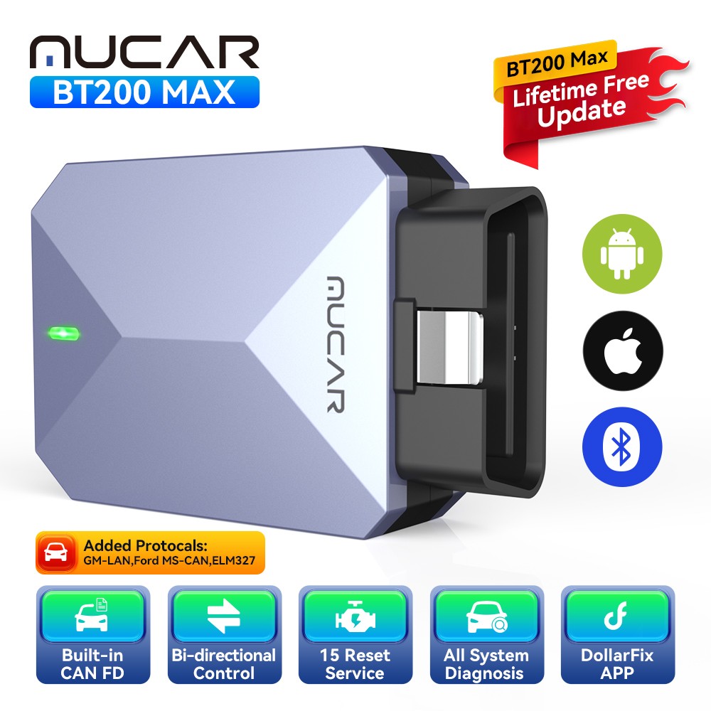 MUCAR BT200 MAX Car AI Diagnostic Scan Tool  OBD2 Scanner Full System LifeFree
