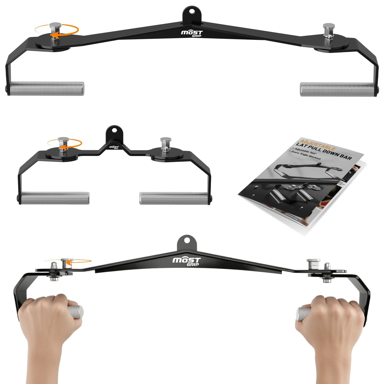 Lat Pull Down Bar Set with 360° Rotatable Handles, Lat Pulldown Attachments