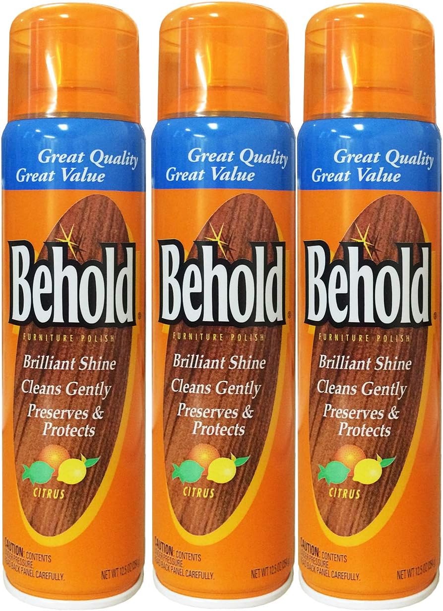 3 Pack Behold Furniture Polish Aerosol, Citrus, 12.5 oz