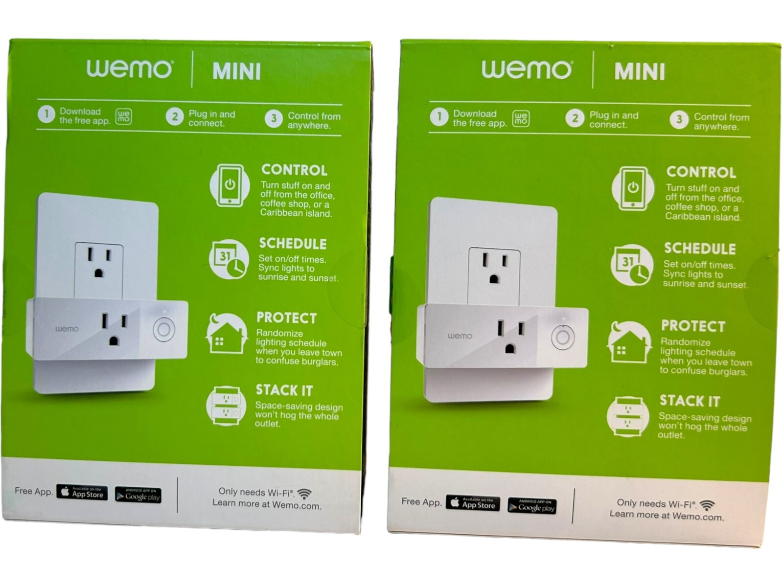 2 Wemo Mini WiFi Smart Plug Enabled Alexa Google Assistant
