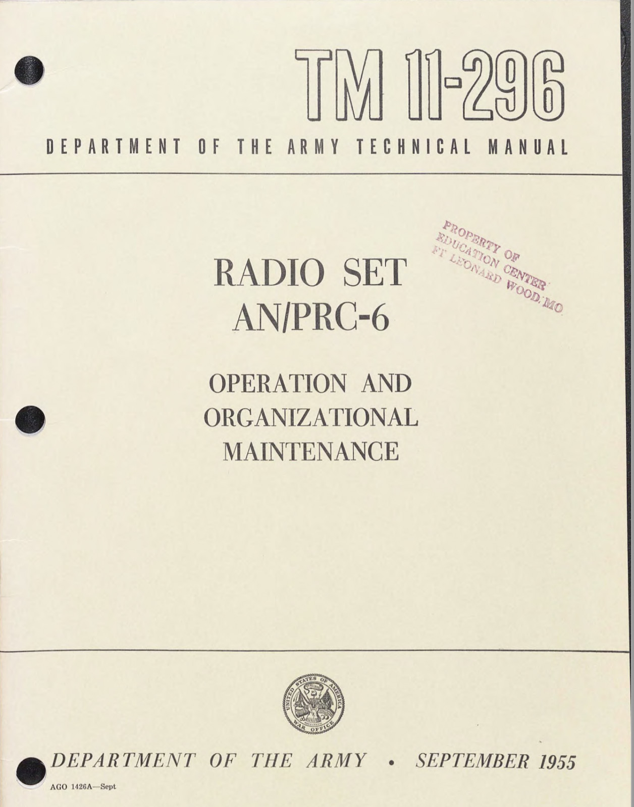 47 Page 1955 TM 11-296 AN/PRC-6 Radio Set Operator Maintenance Manual on CD