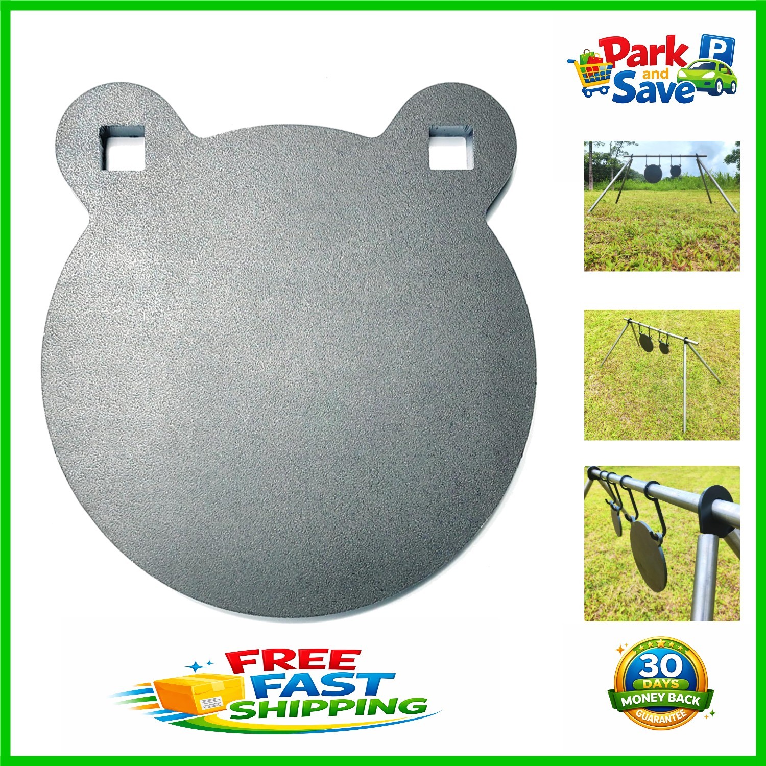 Laser-Cut AR500 Steel Gong Target 3/8 Inch Thick - Anti-Rust Treatment Included