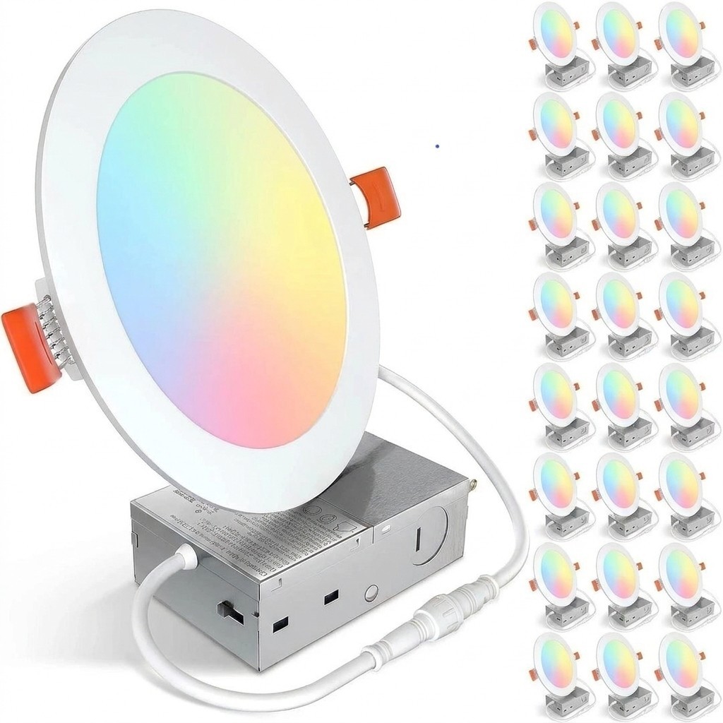 6" LED Recessed Ceiling Light Canless Wafer Slim 5CCT 2700K-5000K Dimmable