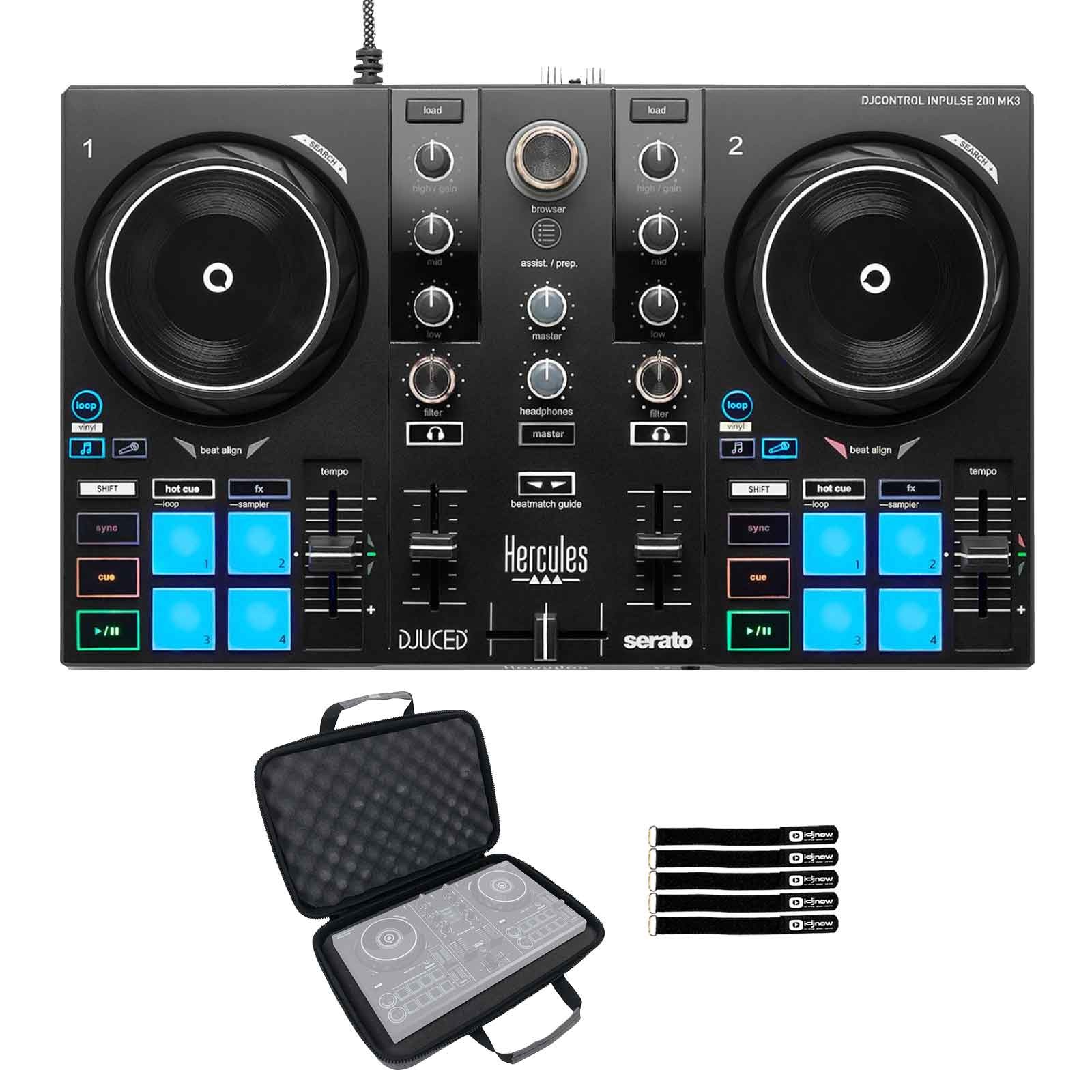 Hercules DJControl Inpulse 200 MK3 DJ Controller with Case Package