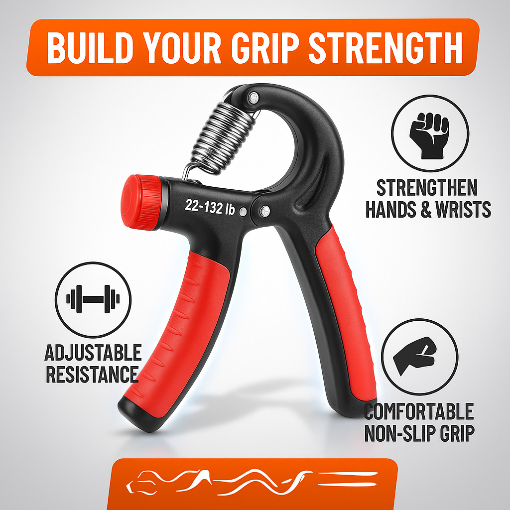 Hand Grip Strengthener Adjustable 22-132Lb Forearm Wrist Finger Trainer Exercise