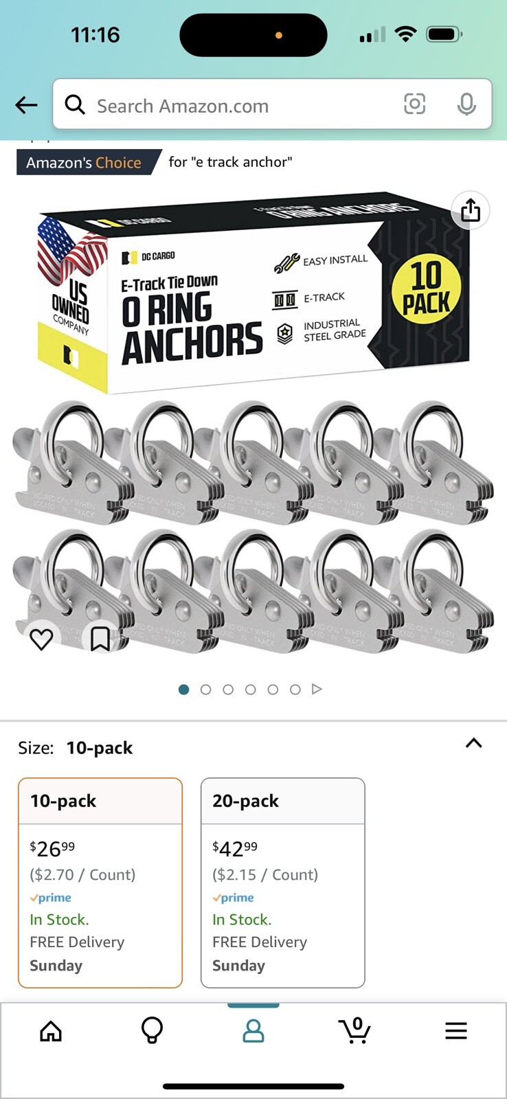 Cargo control E-Rack Ratchet straps (4) and 10 pack O-ring E-Track anchors