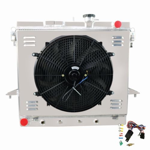 2 Row Aluminum Radiator w Fan Shroud Relay 06-10 for Hummer H3 09-12 Colorado Ca