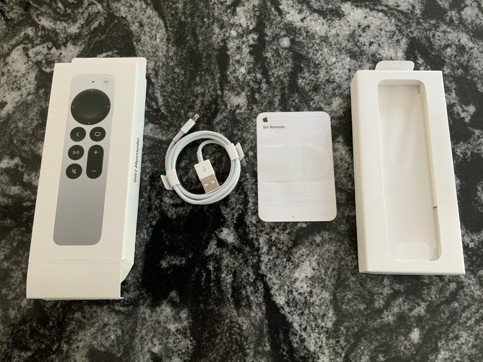 Apple A2540 SIRI Remote 2ND GEN.  EMPTY BOX WITH CHARGER CORD ONLY NO REMOTE