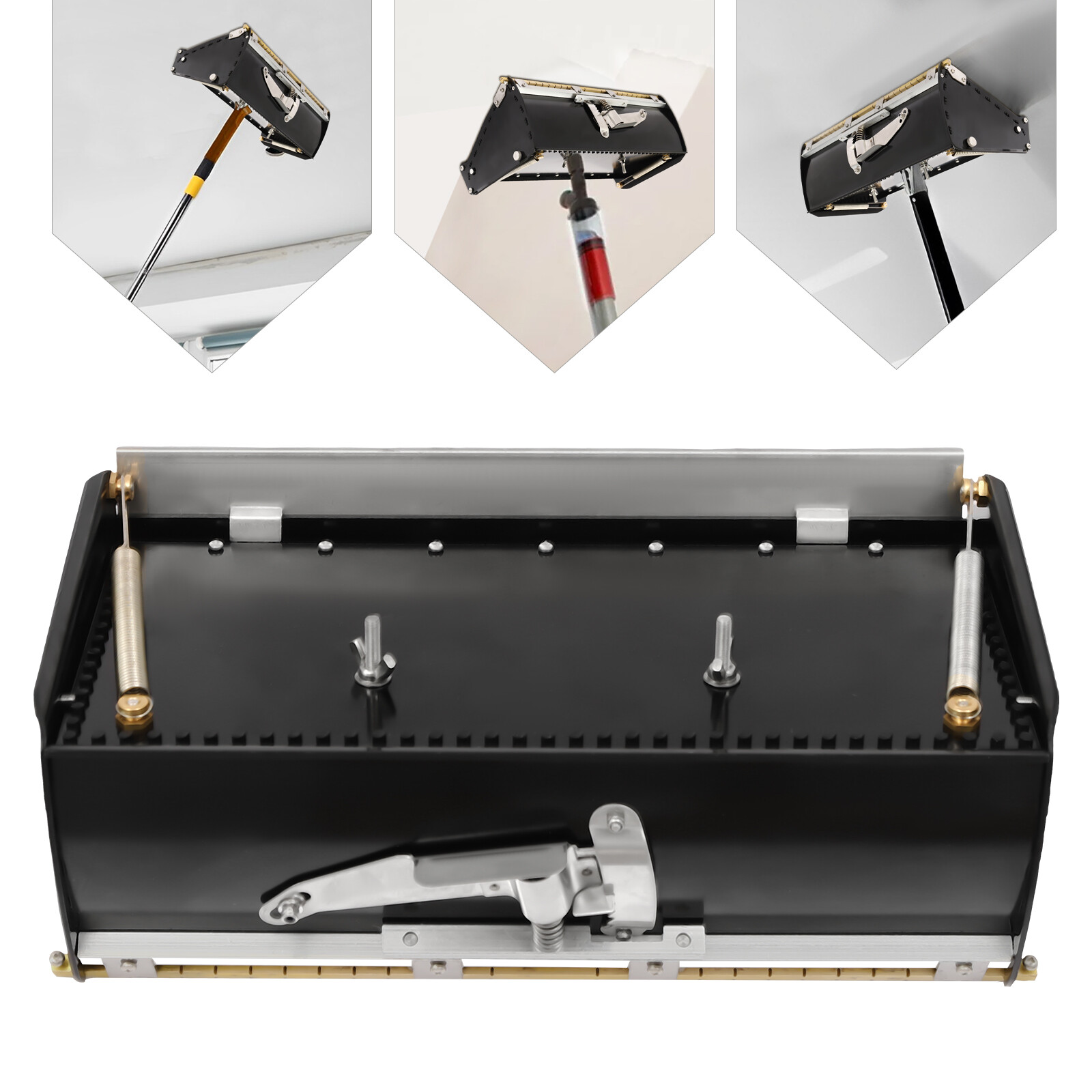 12" Drywall Flat Finishing Box Drywall Tool Stainless Steel 32cm/12.6in Black