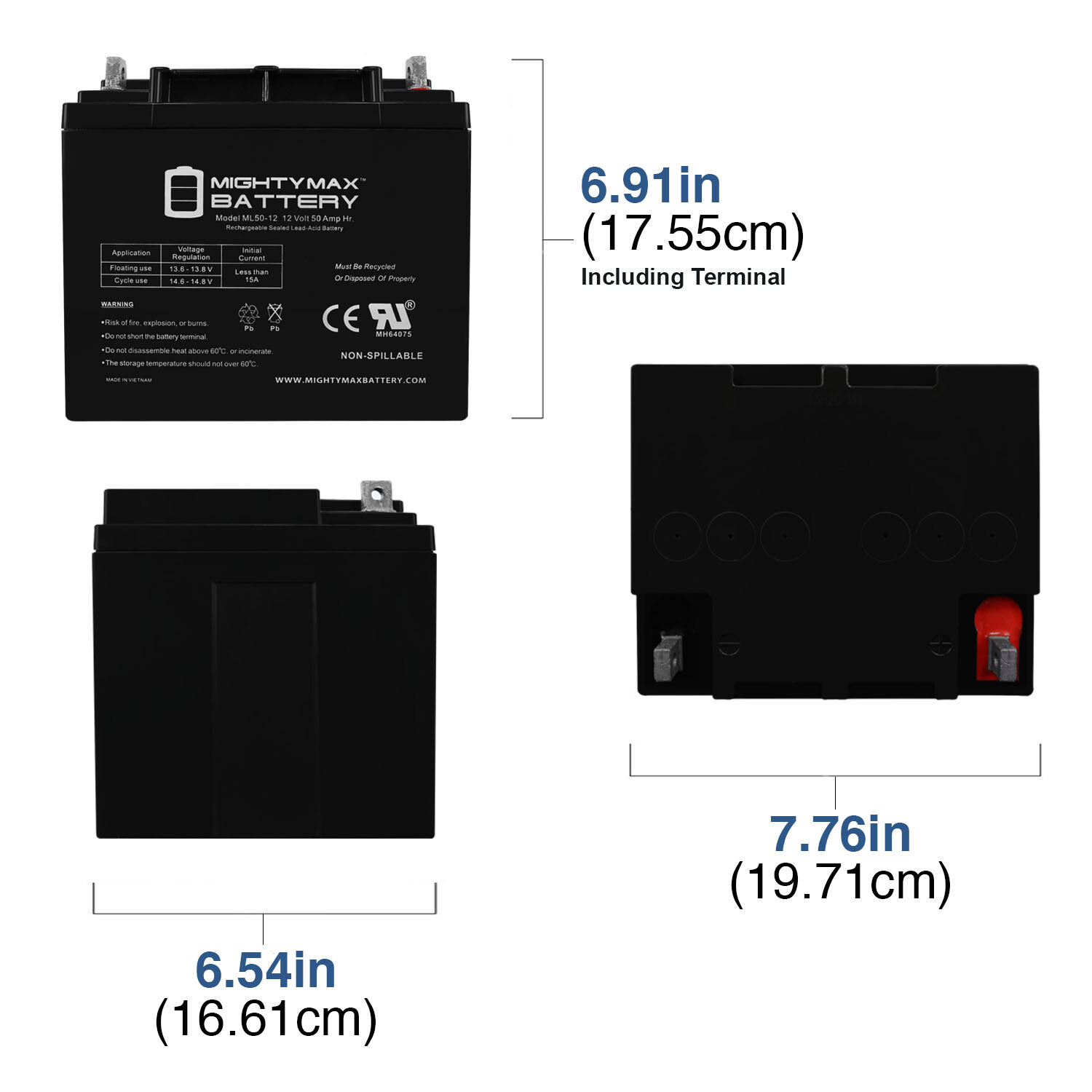 Mighty Max 12V 50AH SLA Replacement Battery for Torque Power Deep Cycle