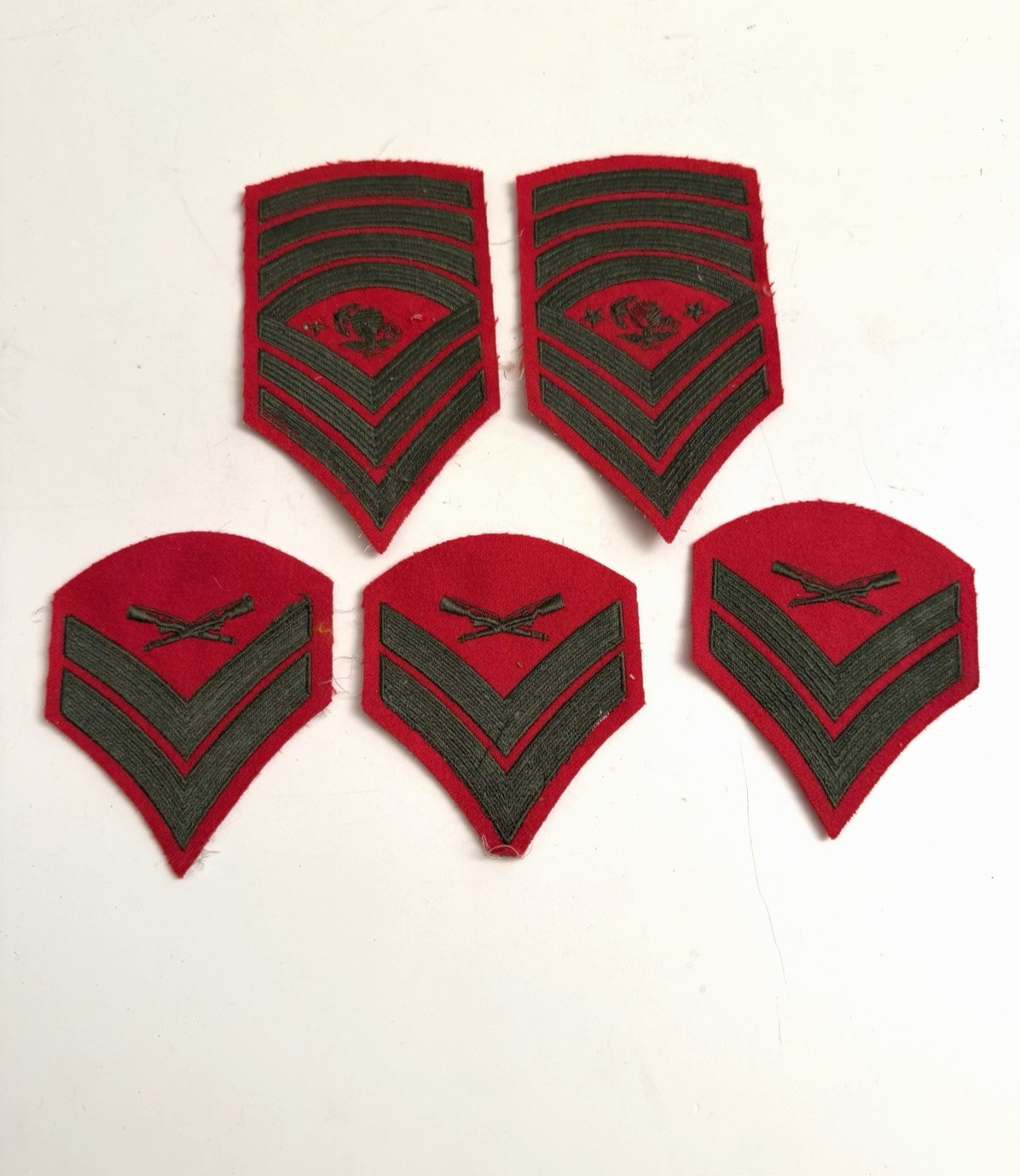 Lot of 5 USMC Military Marine Lance Corp Master Sergeant Chevron Sew On Patches