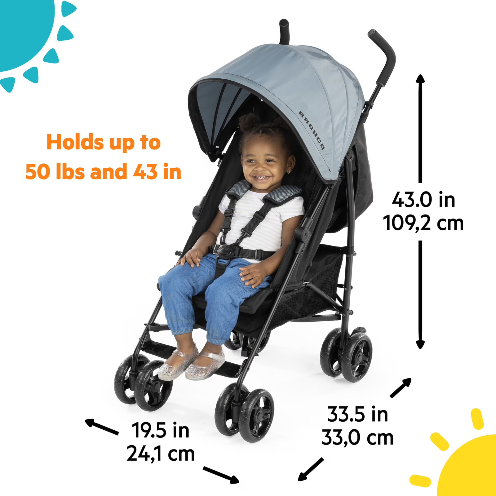 Ford Bronco HighGear Stroller by Bright Starts, Area 51 Blue/Green