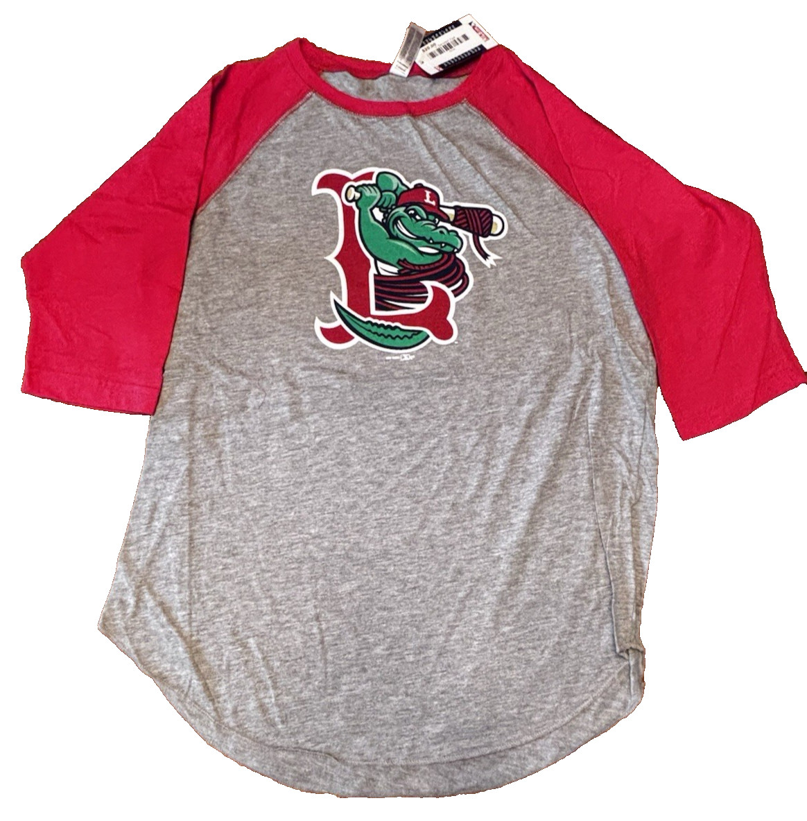 Lowell Spinners size large YOUTH baseball ringer sandlot tee red/gray (003)