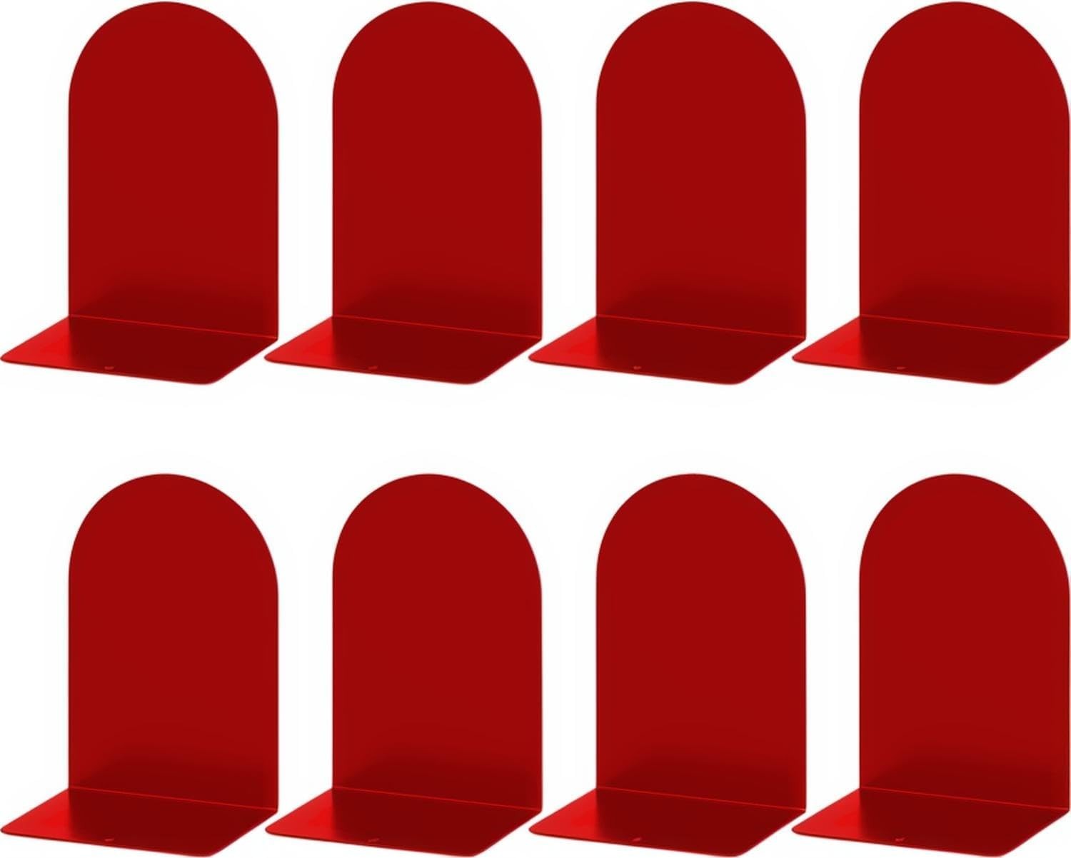 Lulonpon 8 Pieces Book Ends, Bookends, Books Stand, Metal Bookend for Red