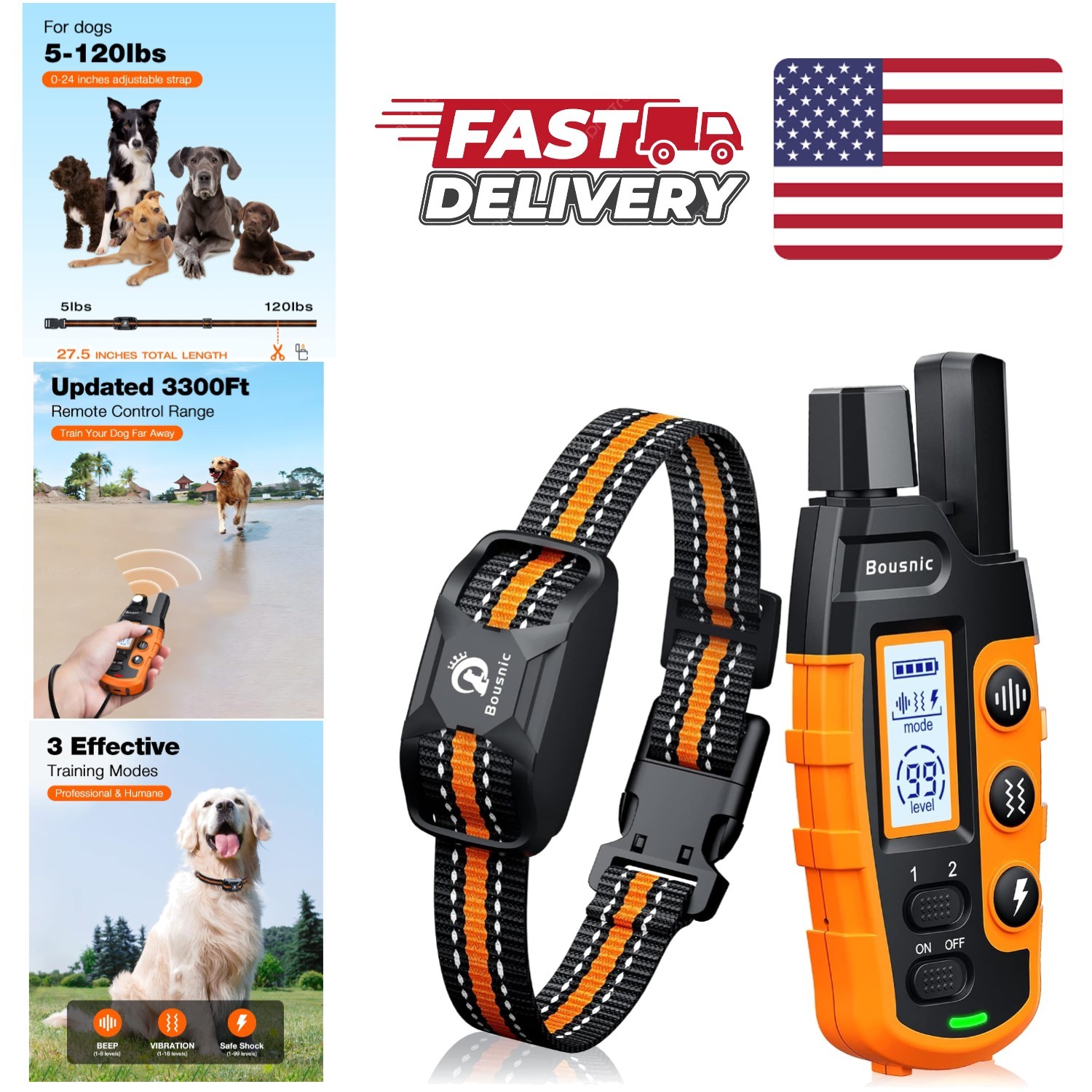 Safe and Effective Dog Shock Collar with Remote Control for All Life Stages