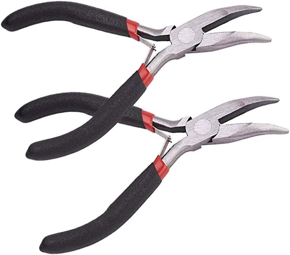 2 Pack Bent Nose Pliers for Jewelry Making Beading Repair Supplies-5 inch