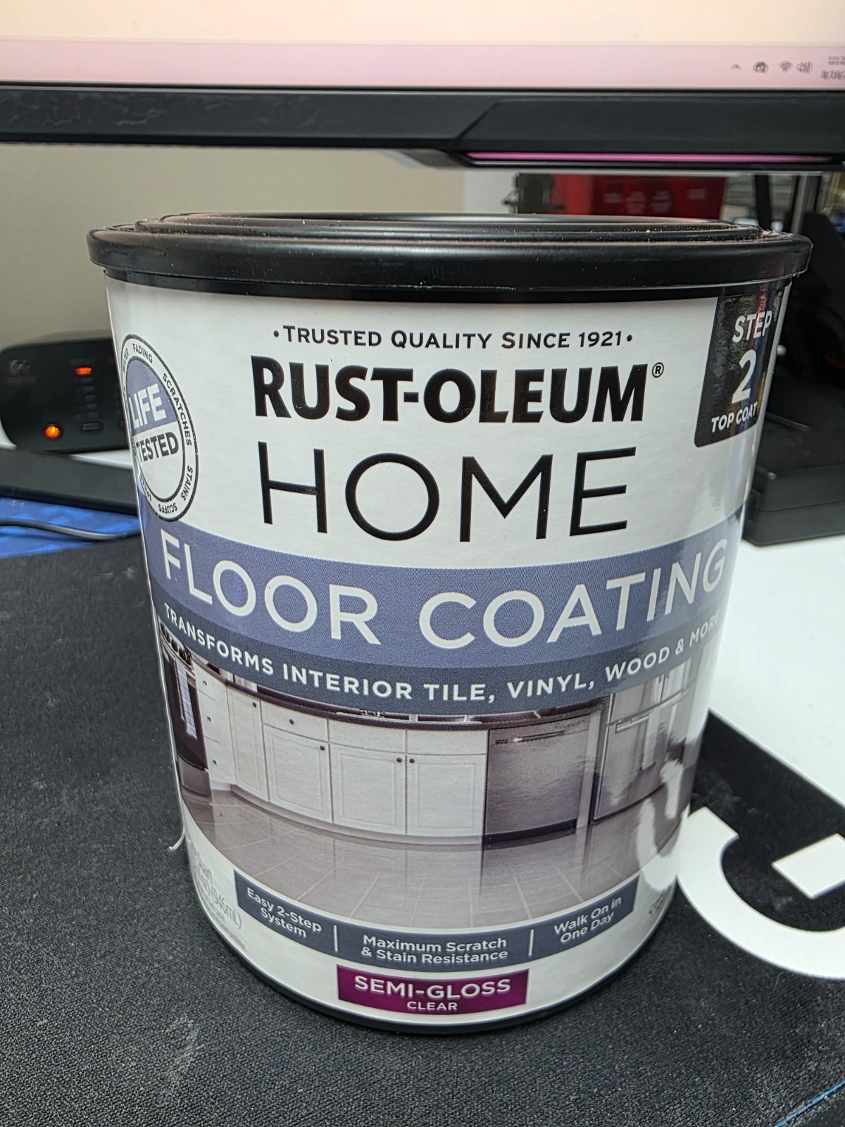 Rust-Oleum Home FLOOR COATING 1 qt. Tile Vinyl Wood SEMI-GLOSS CLEAR 358870 NEW!