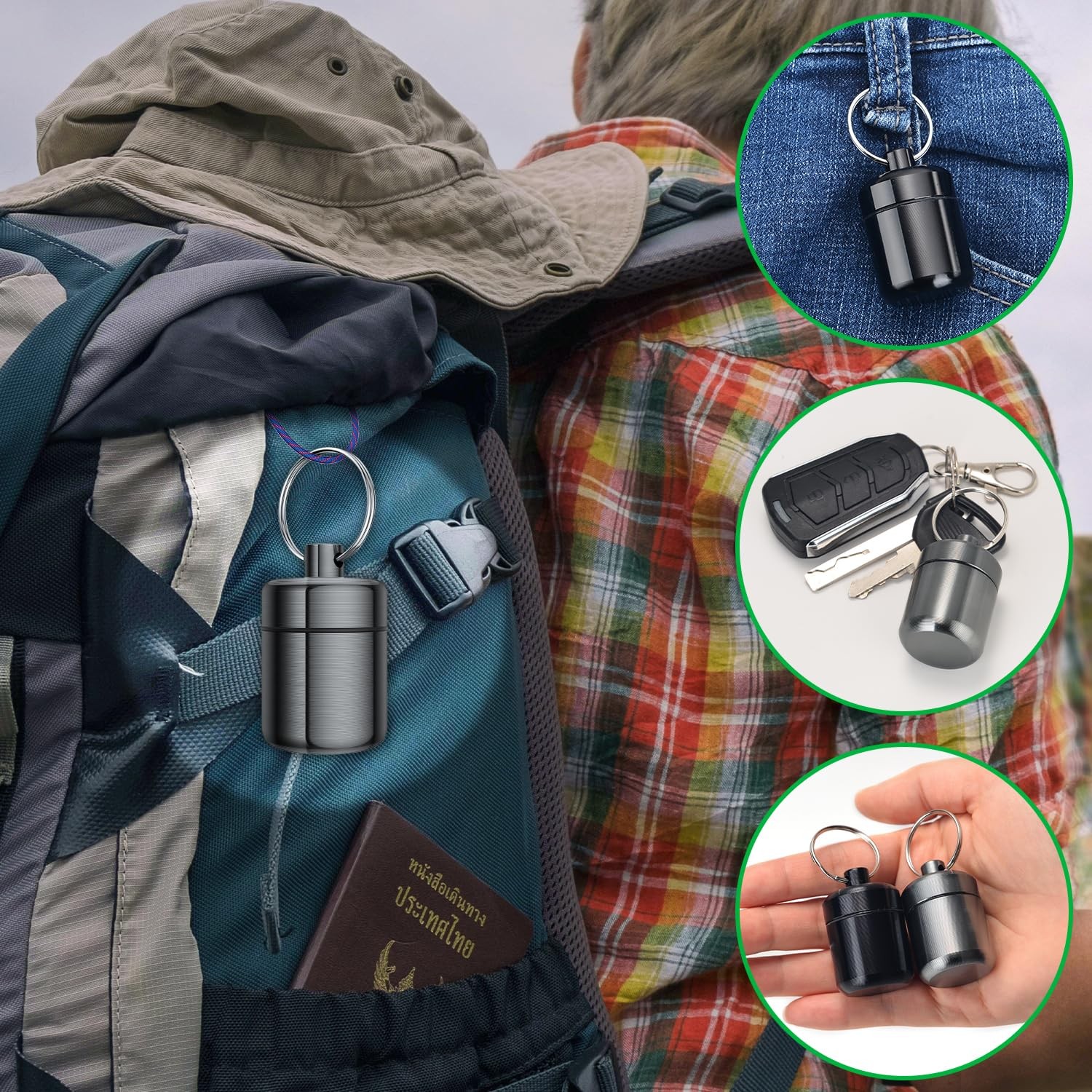 Ear Plug Carrying Case Keychain(2 Pack), Small Waterproof Metal Earplug Case ...