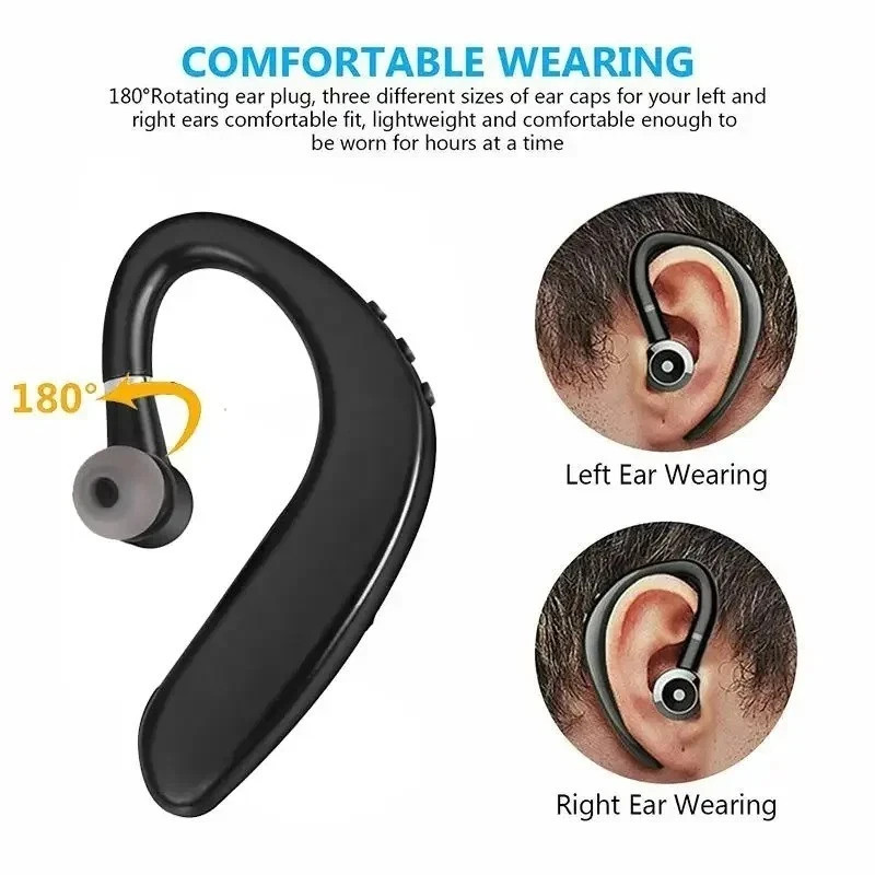 Wireless Bluetooth 5.0 Earpiece Headset Driving Trucker Earbuds Noise Cancelling