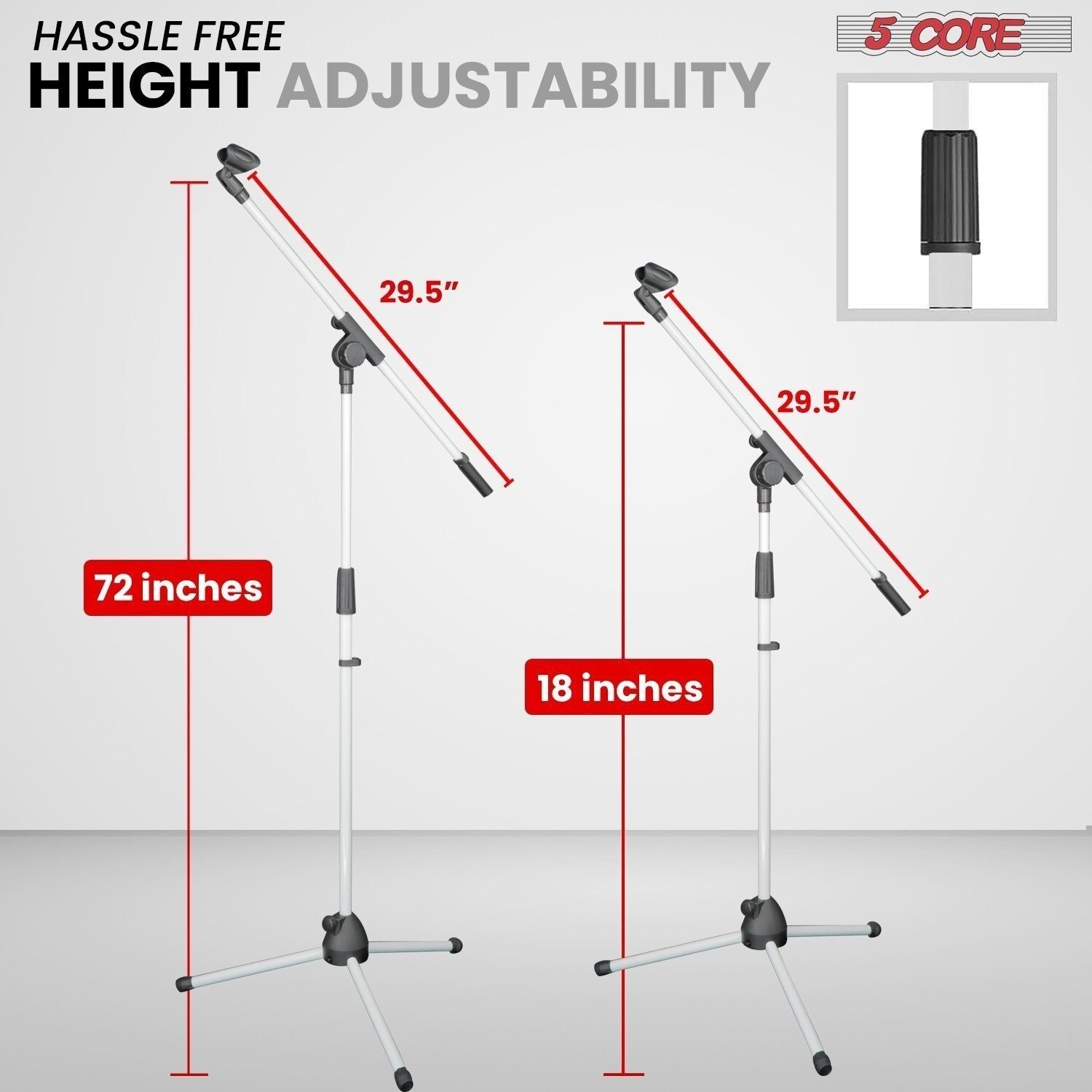 5Core Tripod Mic Stand 4Pcs Adjustable Holder Floor Microphone Boom Arm
