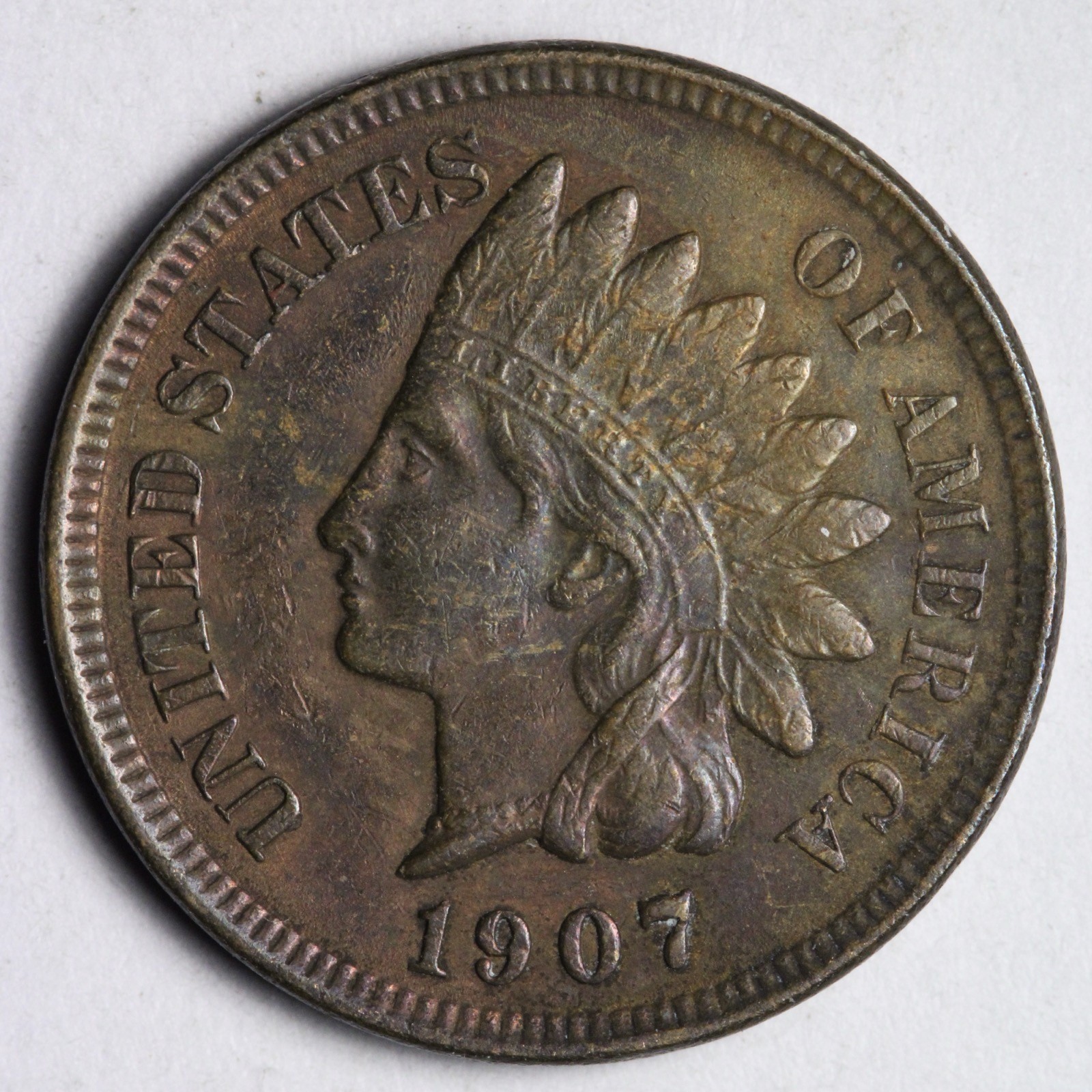 1907 Indian Head Cent Penny AU E248 UD