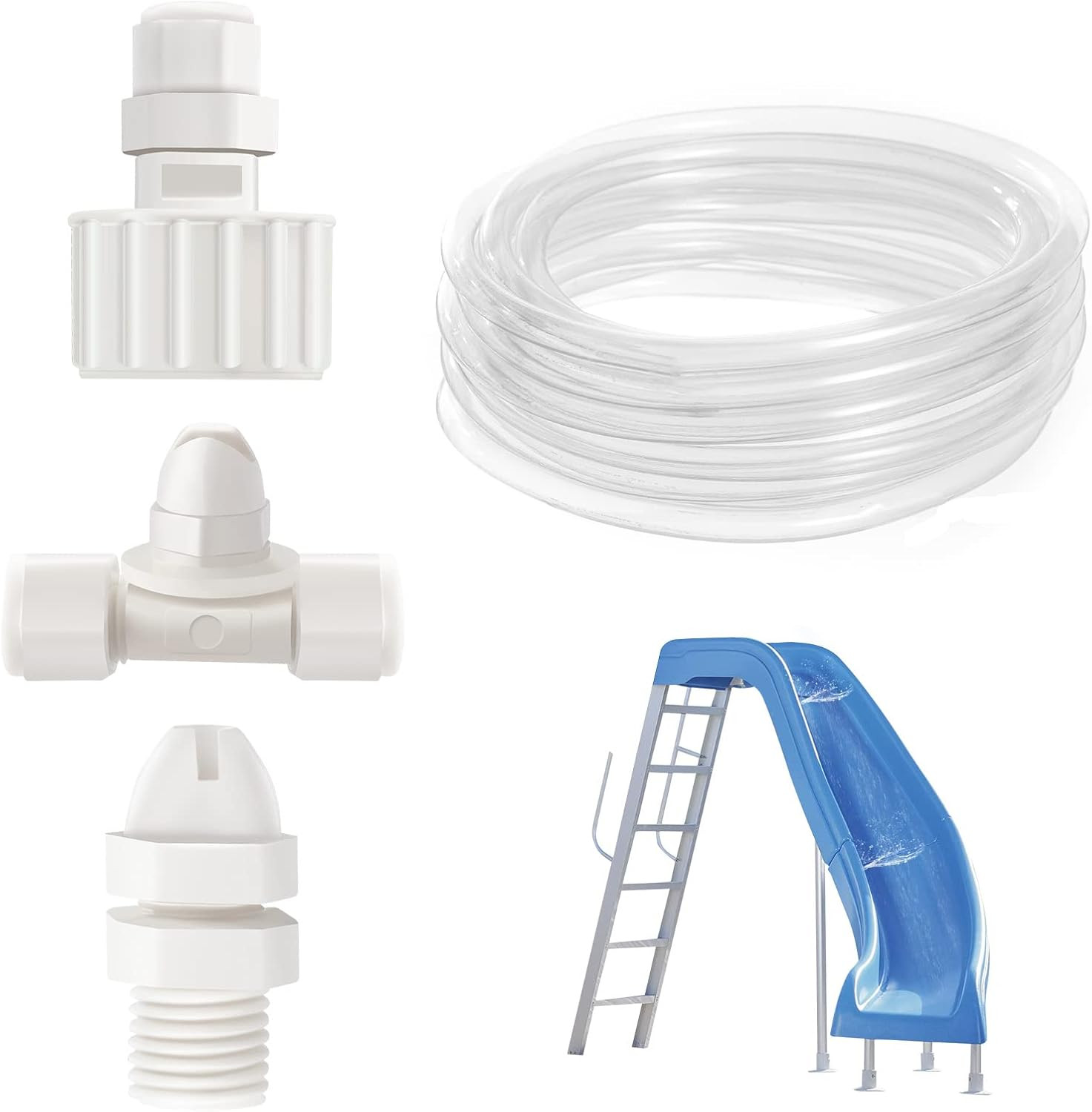 Pool Slide Water Tubing Kit, Spray Hose Kit/Parts for Inground Pool Slide, Sw...