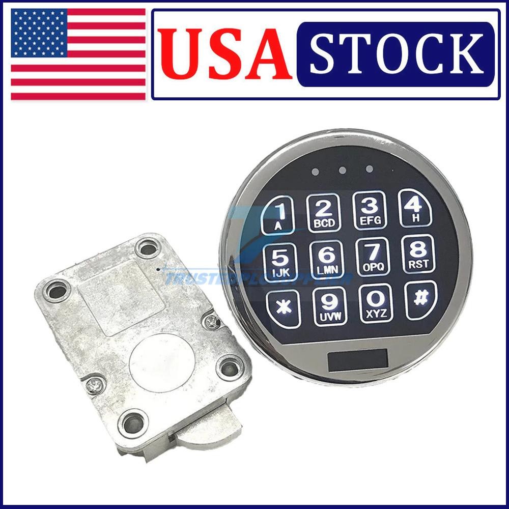 Electronic Safe Lock LED Keypad Chrome Gun Safe Lock Replacement With Swing Bolt