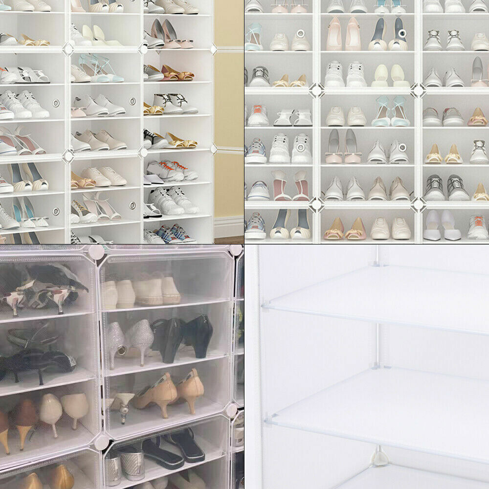 12-Tier Shoe Rack Organizer Stackable Closet 96/72 Pair Shoe Box Storage Cabinet