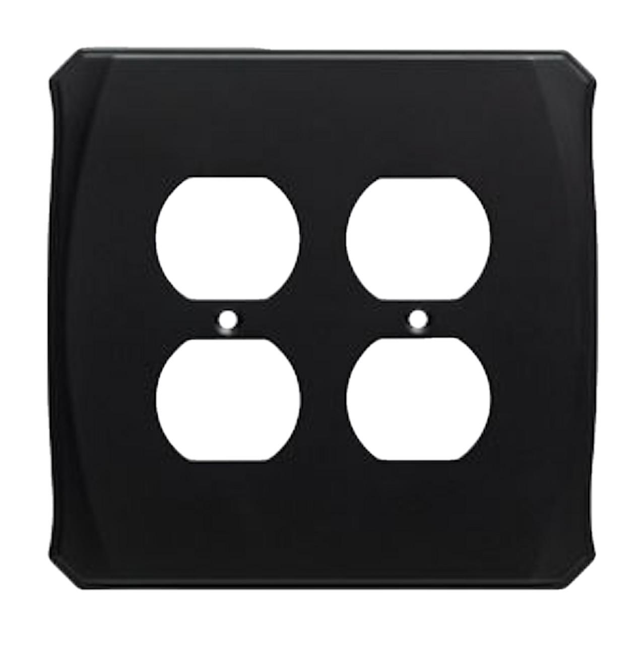 Serene Double Duplex Wall Plate Flat Black
