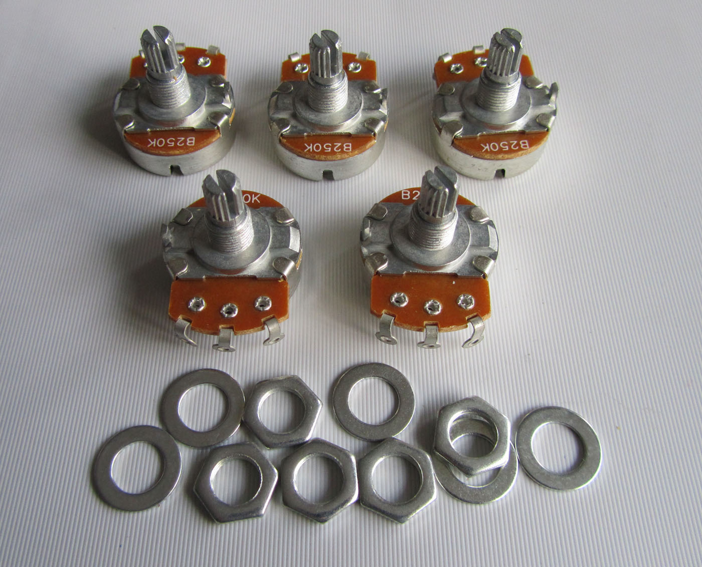 5x B250K Large Linear Guitar Pots 15mm Short Split Shaft 250K Potentiometers