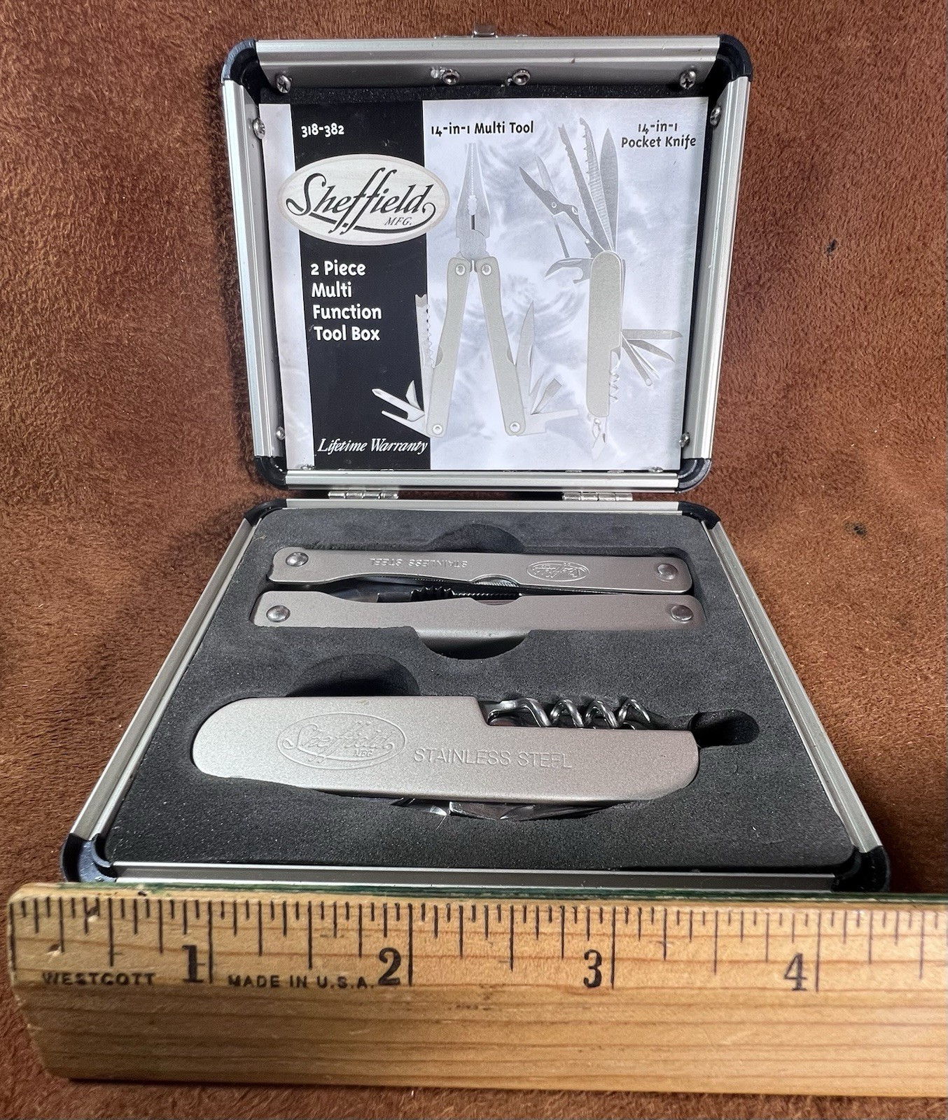 New SHEFFIELD 2 Piece Multi Function TOOL BOX 14 in 1 Multi Tool & Knife! Unused