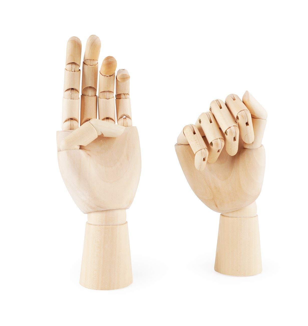 ZXZCTTC 2 Pack 10 Inches Wood Art Mannequin Hand, Left and 10, Burlywood