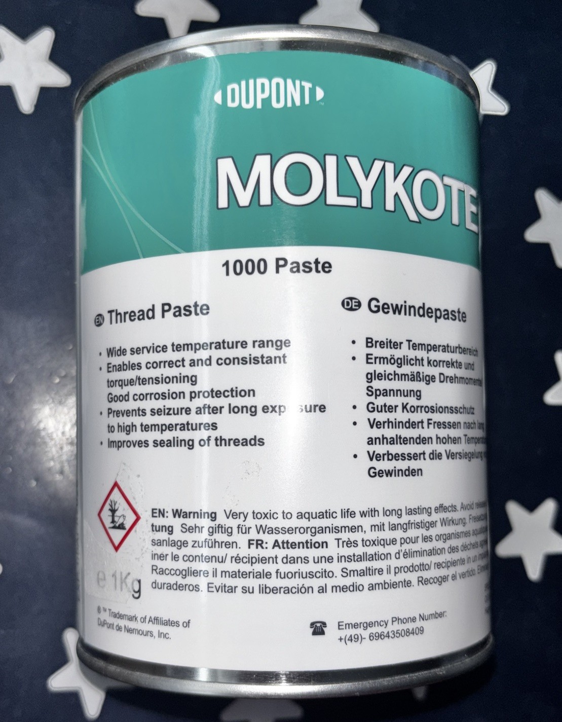 DUPONT MOLYKOTE 1000 High Temperature Anti-Seize Paste 1KG  LEAD AND NICKEL FREE