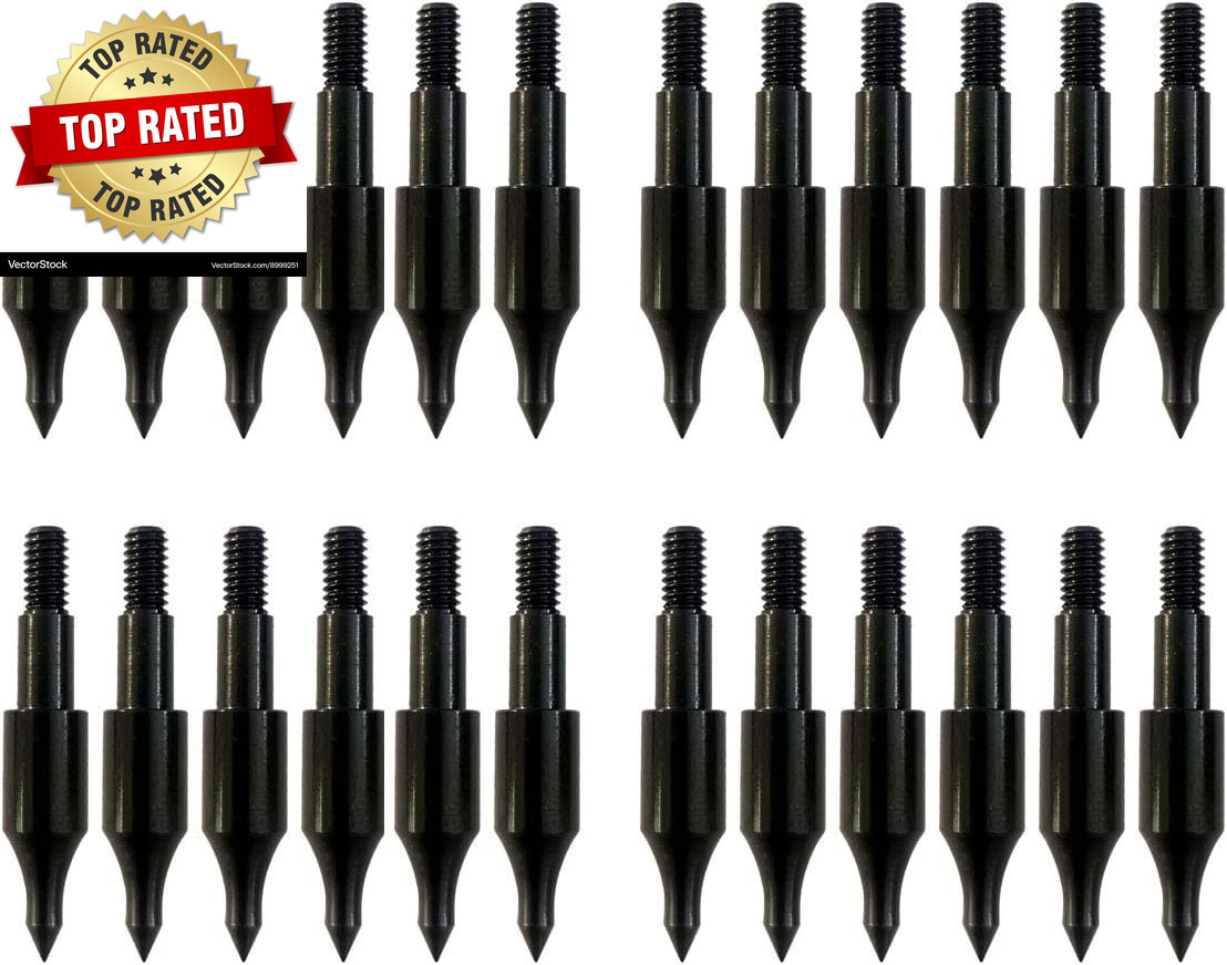 24 Pcs Steel 100 Grain Archery Arrow Field Points Field Tips - Practice Target