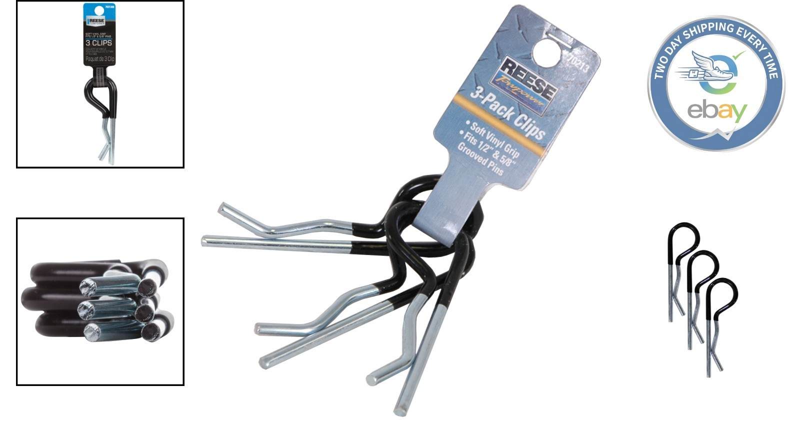 Towpower 3 Pack Cotter Clips - Durable Zinc Trailer Hitch Security Accessories