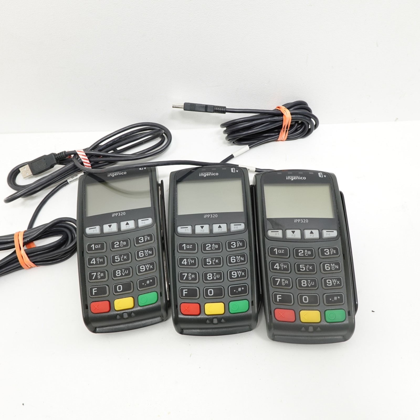 Lot of 3 Ingenico iPP320 POS Credit Card Terminals IPP320-01T1358A Cords