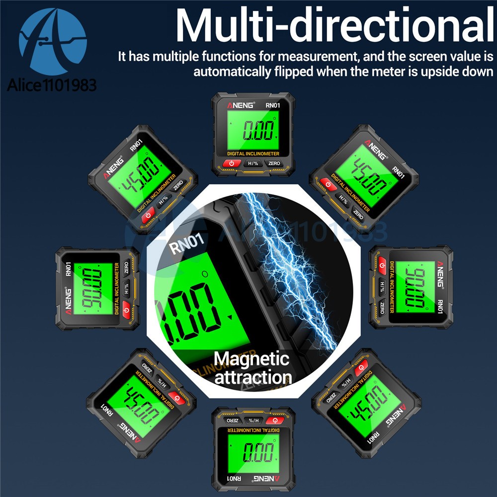 ANENG Magnetic Digital Level Box LCD Angle Finder Protractor Inclinometer Gauge