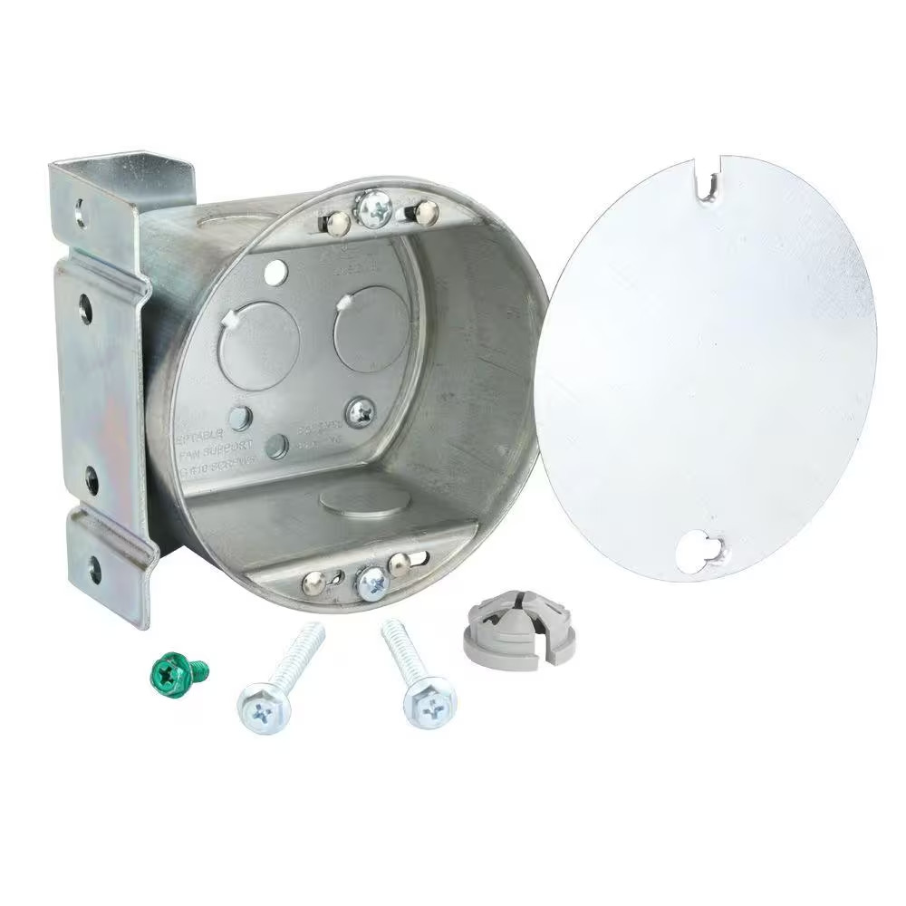 4 In. round 2-1/8 In. Deep 21.5 Cu. In. Metallic Ceiling Fan/Light Fixture Side